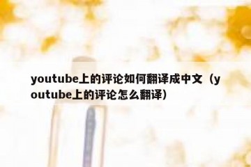 youtube上的评论如何翻译成中文（youtube上的评论怎么翻译）
