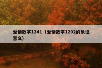 爱情数字1241（爱情数字1202的象征意义）