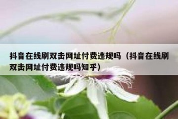 抖音在线刷双击网址付费违规吗（抖音在线刷双击网址付费违规吗知乎）