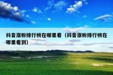 抖音涨粉排行榜在哪里看（抖音涨粉排行榜在哪里看到）