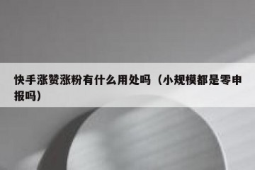 快手涨赞涨粉有什么用处吗（小规模都是零申报吗）