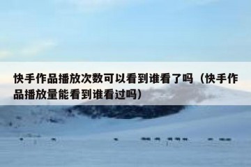 快手作品播放次数可以看到谁看了吗（快手作品播放量能看到谁看过吗）