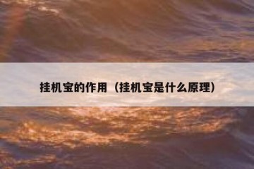 挂机宝的作用（挂机宝是什么原理）