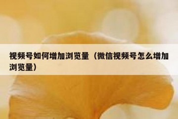 视频号如何增加浏览量（微信视频号怎么增加浏览量）