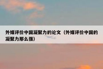 外媒评价中国凝聚力的论文（外媒评价中国的凝聚力那么强）