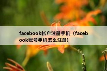facebook帐户注册手机（facebook账号手机怎么注册）