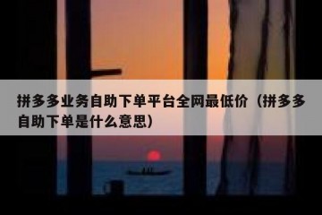 拼多多业务自助下单平台全网最低价（拼多多自助下单是什么意思）