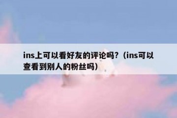 ins上可以看好友的评论吗?（ins可以查看到别人的粉丝吗）