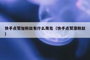快手点赞加粉丝有什么用处（快手点赞涨粉丝）