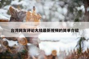 台湾网友评论大陆最新视频的简单介绍