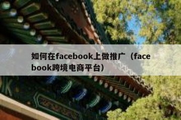 如何在facebook上做推广（facebook跨境电商平台）