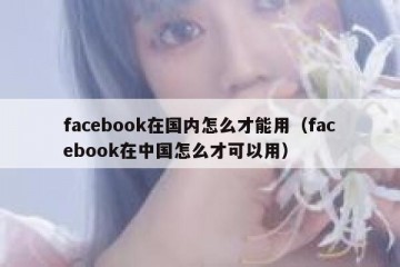 facebook在国内怎么才能用（facebook在中国怎么才可以用）