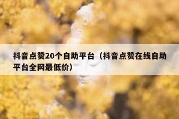 抖音点赞20个自助平台（抖音点赞在线自助平台全网最低价）