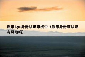 派币kyc身份认证审核中（派币身份证认证有风险吗）