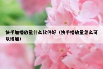 快手加播放量什么软件好（快手播放量怎么可以增加）