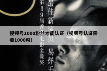 视频号1000粉丝才能认证（视频号认证需要1000粉）