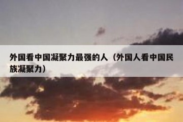 外国看中国凝聚力最强的人（外国人看中国民族凝聚力）