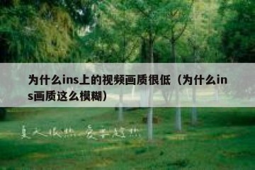 为什么ins上的视频画质很低（为什么ins画质这么模糊）