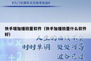 快手增加播放量软件（快手加播放量什么软件好）