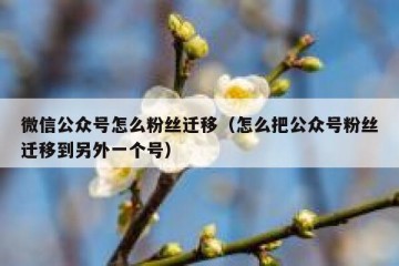 微信公众号怎么粉丝迁移（怎么把公众号粉丝迁移到另外一个号）