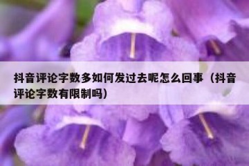 抖音评论字数多如何发过去呢怎么回事（抖音评论字数有限制吗）