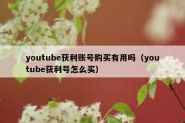 youtube获利账号购买有用吗（youtube获利号怎么买）