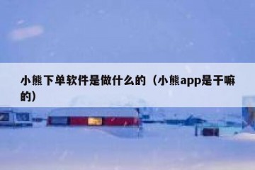 小熊下单软件是做什么的（小熊app是干嘛的）