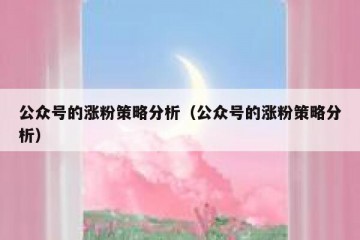 公众号的涨粉策略分析（公众号的涨粉策略分析）