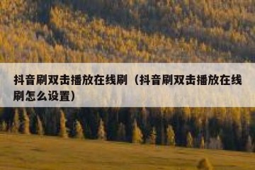 抖音刷双击播放在线刷（抖音刷双击播放在线刷怎么设置）