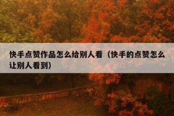 快手点赞作品怎么给别人看(快手的点赞怎么让别人看到)