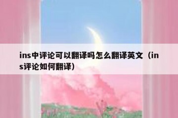 ins中评论可以翻译吗怎么翻译英文（ins评论如何翻译）