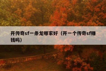开传奇sf一条龙哪家好（开一个传奇sf赚钱吗）