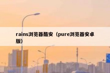 rains浏览器酷安（pure浏览器安卓版）