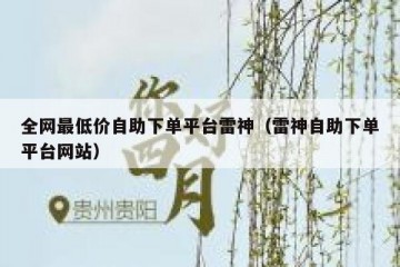 全网最低价自助下单平台雷神（雷神自助下单平台网站）