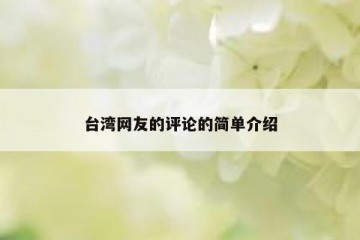 台湾网友的评论的简单介绍