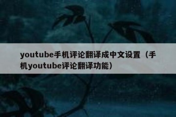 youtube手机评论翻译成中文设置（手机youtube评论翻译功能）