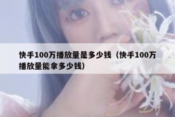 快手100万播放量是多少钱（快手100万播放量能拿多少钱）