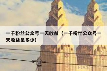 一千粉丝公众号一天收益（一千粉丝公众号一天收益是多少）
