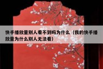 快手播放量别人看不到吗为什么（我的快手播放量为什么别人无法看）