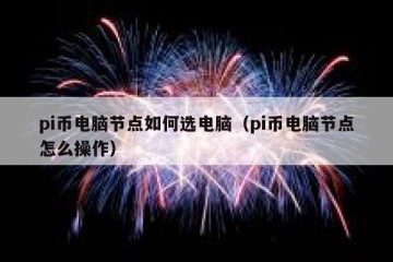pi币电脑节点如何选电脑（pi币电脑节点怎么操作）