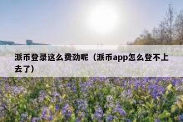 派币登录这么费劲呢（派币app怎么登不上去了）