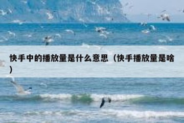 快手中的播放量是什么意思（快手播放量是啥）