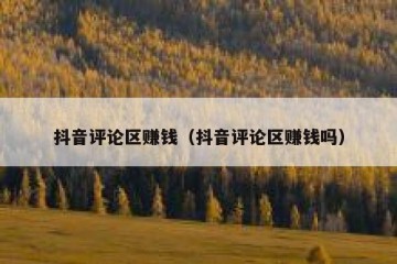 抖音评论区赚钱（抖音评论区赚钱吗）