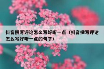 抖音撰写评论怎么写好听一点（抖音撰写评论怎么写好听一点的句子）
