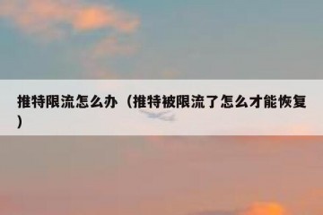 推特限流怎么办（推特被限流了怎么才能恢复）