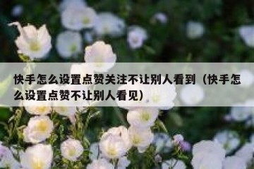 快手怎么设置点赞关注不让别人看到（快手怎么设置点赞不让别人看见）