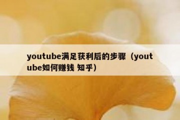 youtube满足获利后的步骤（youtube如何赚钱 知乎）