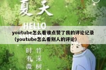 youtube怎么看谁点赞了我的评论记录（youtube怎么看别人的评论）
