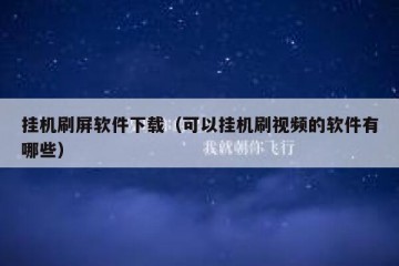 挂机刷屏软件下载（可以挂机刷视频的软件有哪些）