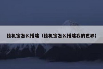 挂机宝怎么搭建（挂机宝怎么搭建我的世界）